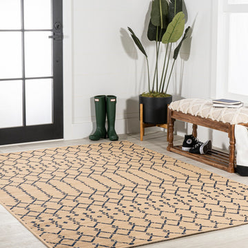 Ourika Moroccan Geometric Textured Weave Indoor/outdoor Area Rug
